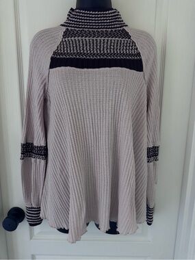Free People Open Knit Sweater - Black & Cream Waffle Pattern